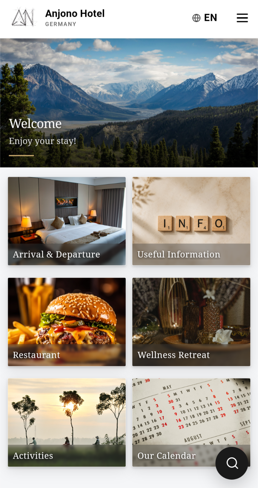 Anjono guest directory home screen