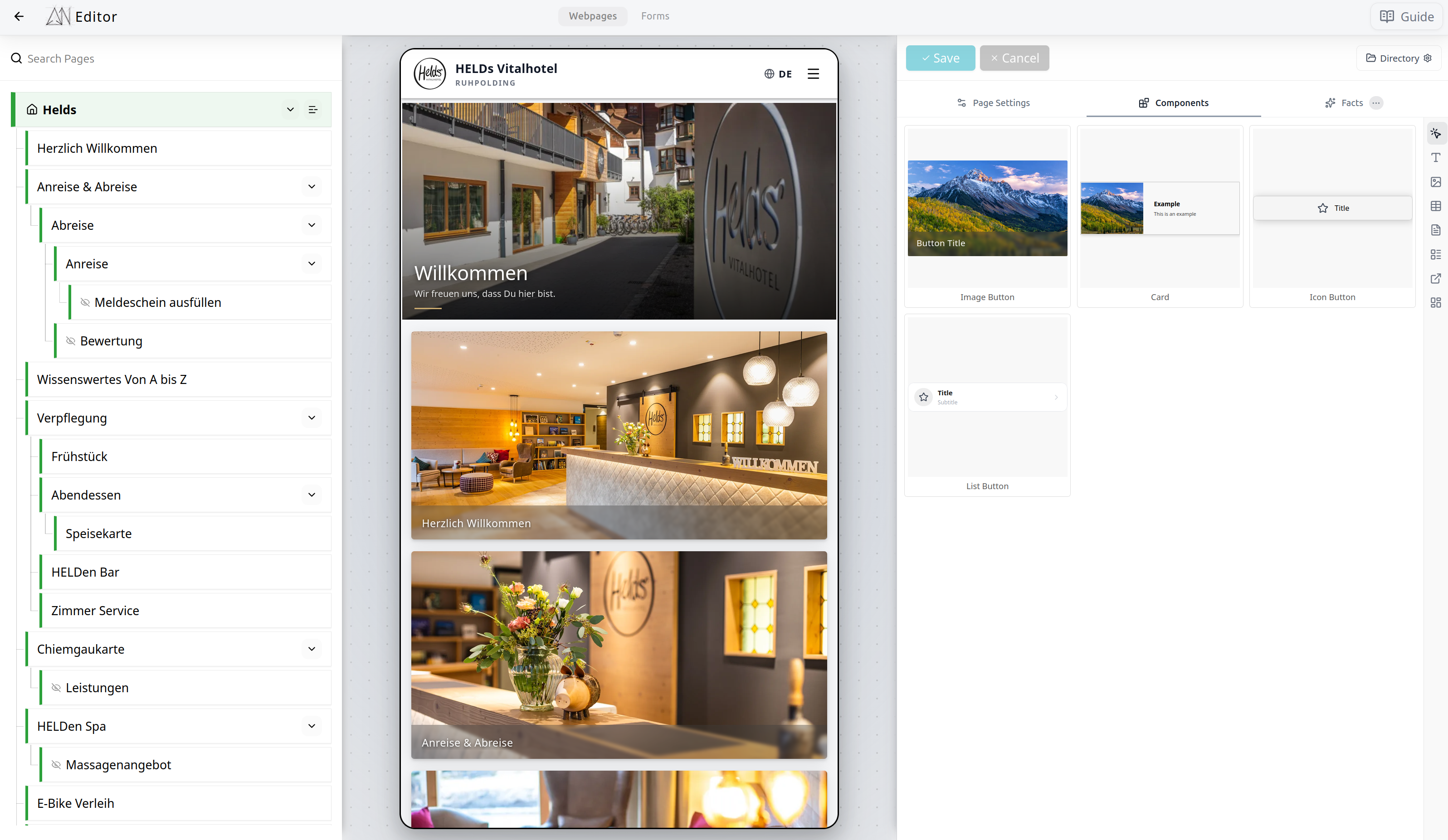 Anjono editor — building a guest directory page
